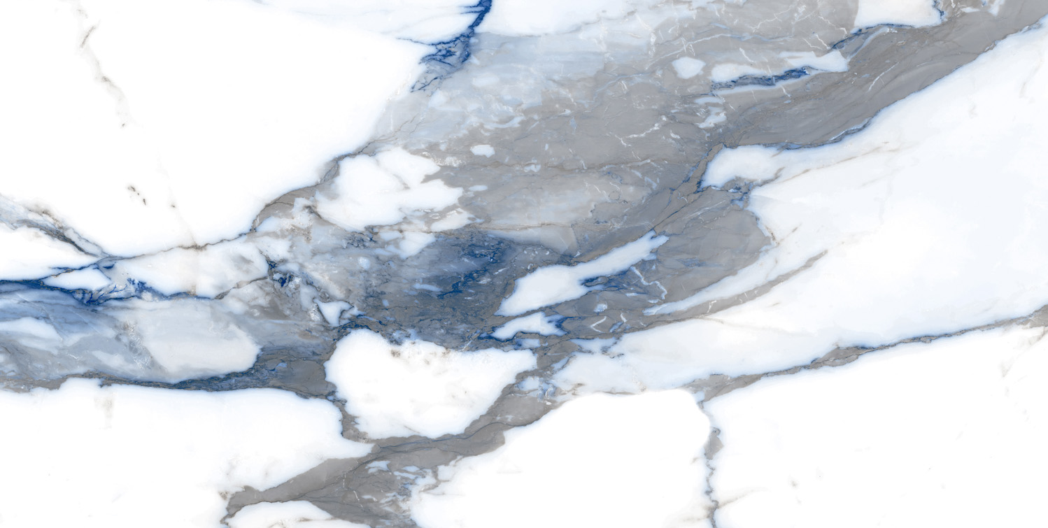 Fliese blau marmoriert Paonazzetto-Marmor-Optik poliert kalibriert Crash Blue