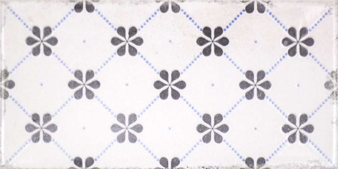 Dekorfliese Mix mediterran Retro Vintage blau glänzend Vita Mare Decor Mix Fabresa