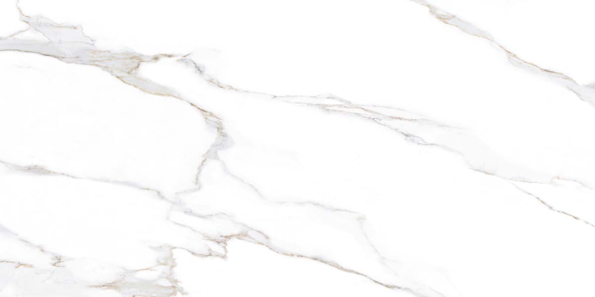Fliese Marmoroptik weiß gold 60x120 cm marmoriert "Aurora Gold" matt rektifiziert