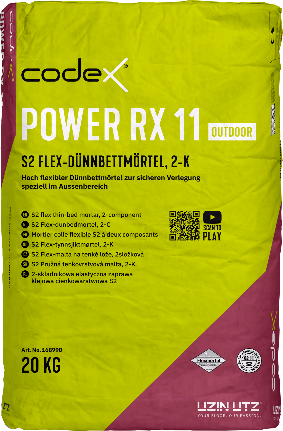 2K Fliesenkleber Flexkleber "Codex Power RX 11 Outdoor" für Außen & Nassräume 28 kg