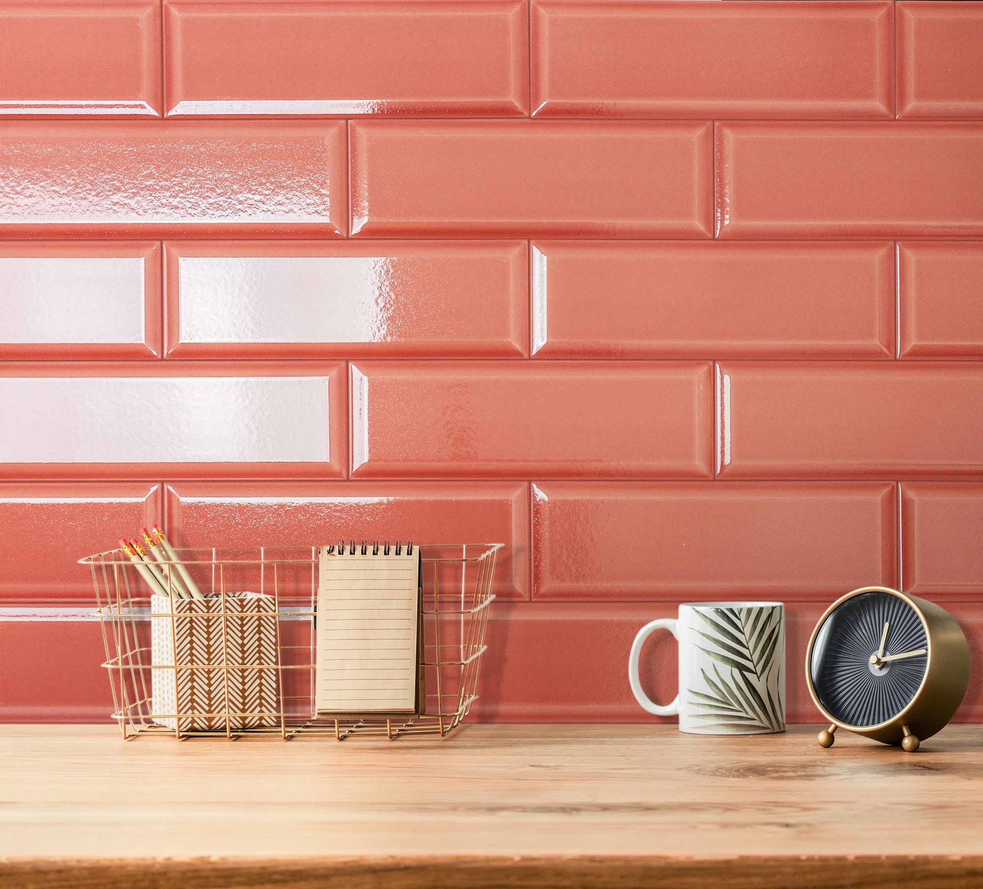 Metro Fliese krakeliert Craquelé Krakelee koralle orange glänzend Facettenfliese Havana