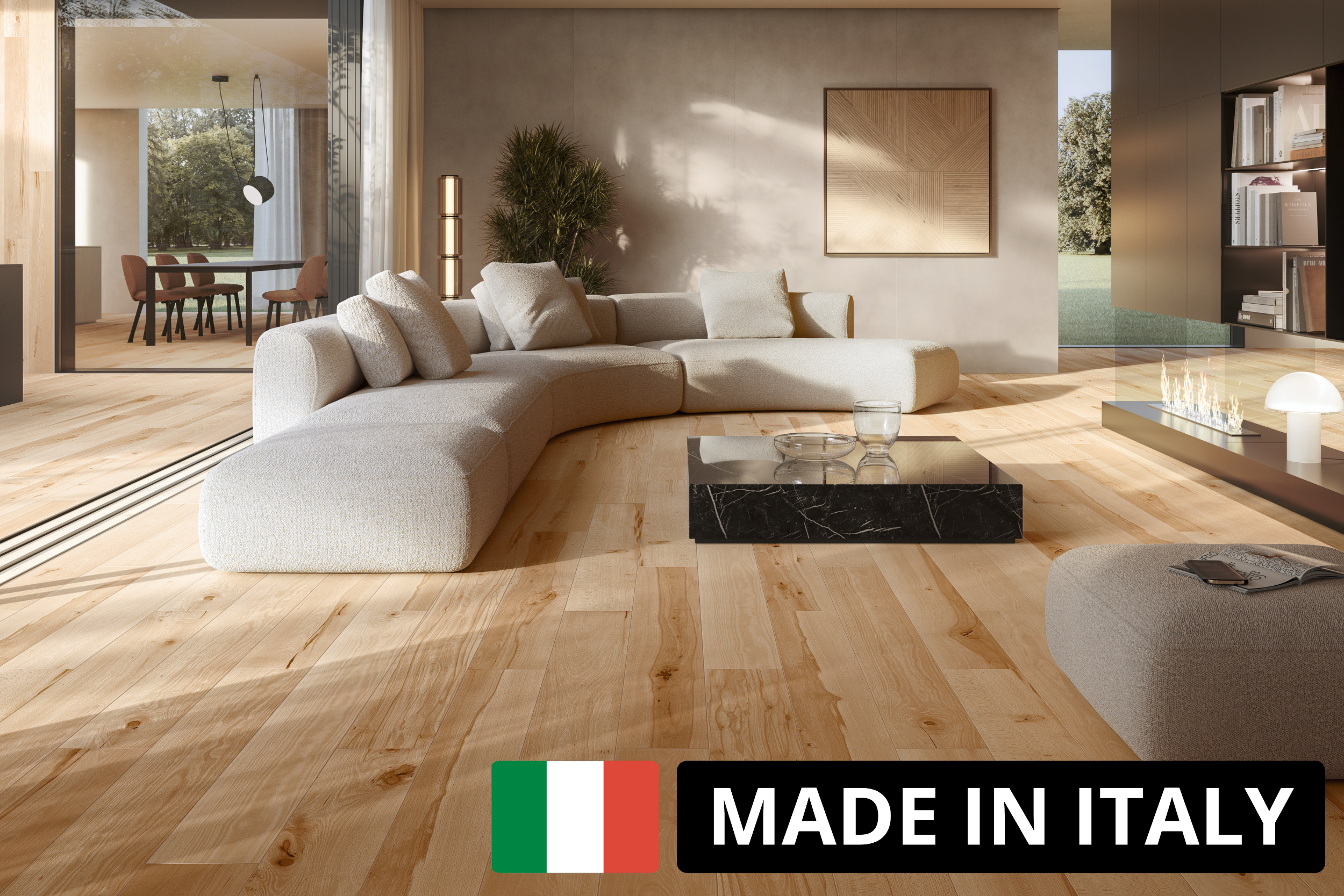 Made in Italy - Premium Bodenfliesen Buche-Holzoptik hell 20x120 cm helle Buchenoptik hellbraun