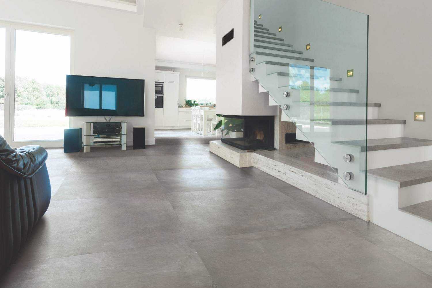 Fliese Betonoptik silbergrau matt "Gravity Titan" Feinsteinzeug rektifiziert