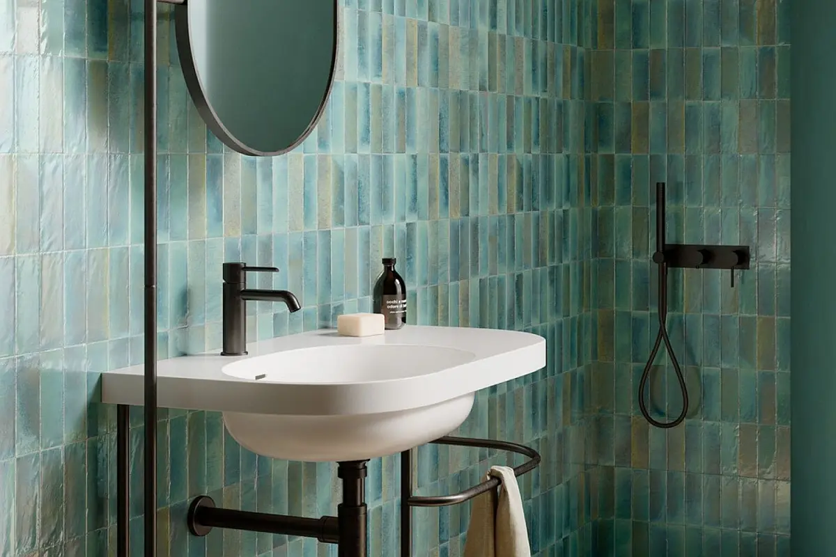 Fliese türkis glasiert glänzend Gleeze Ragno by Marazzi