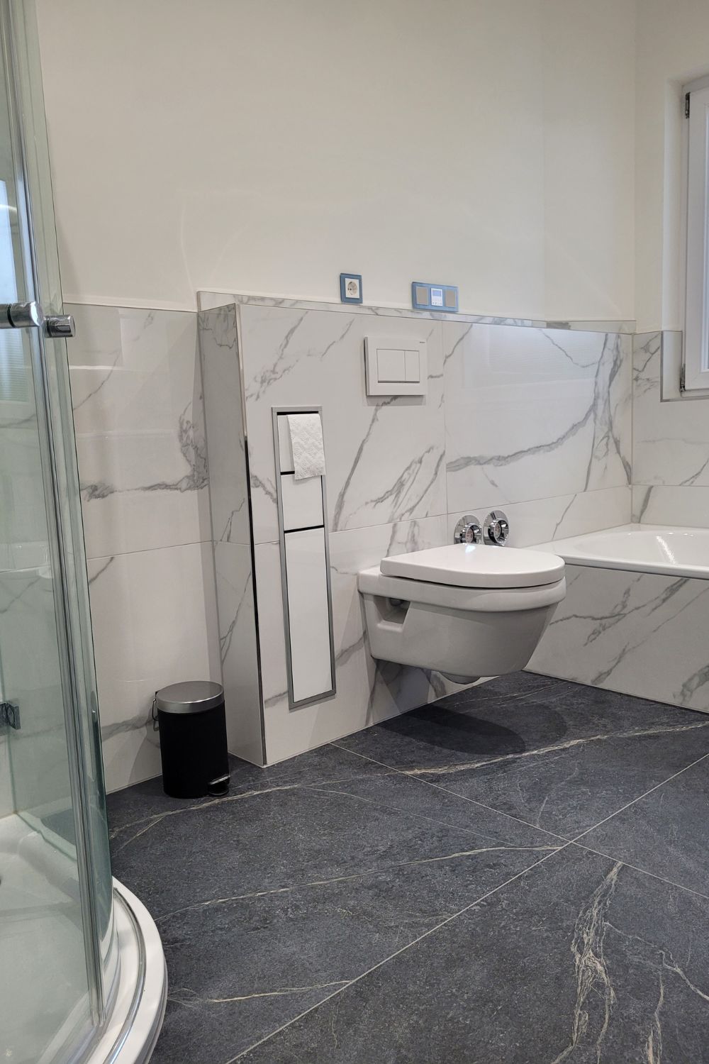 Fliese Speckstein-Optik schwarz matt Soap Stone Black Cercom