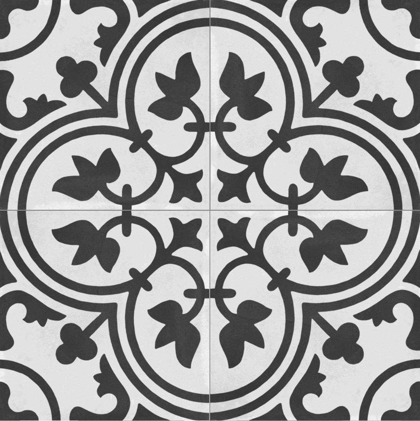 Fliese Patchwork Dekor Zementoptik weiß schwarz Contrasti Tappeto 6 Ragno by Marazzi