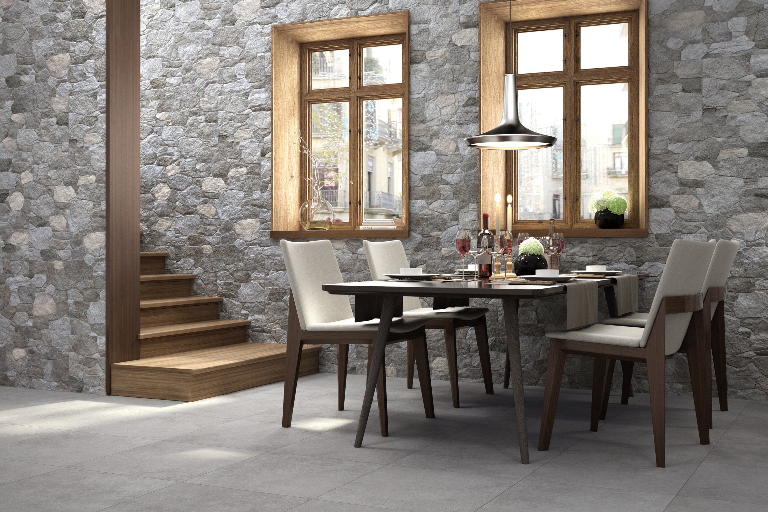 Verblender Fliese Bruchsteinoptik Terranova Nature 32x89 cm Wandverkleidung Steinoptik braun grau im Wohnzimmer