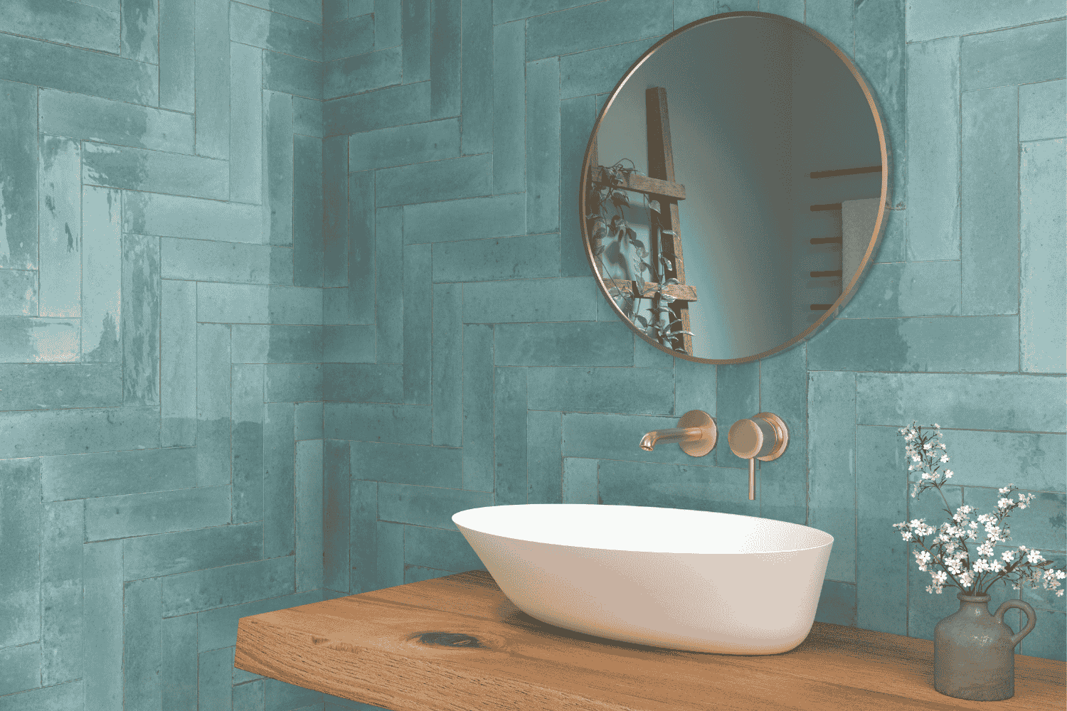 Fliese unregelmäßige Oberfläche 7x28 cm "Agadir Turquesa" türkis glänzend Feinsteinzeug