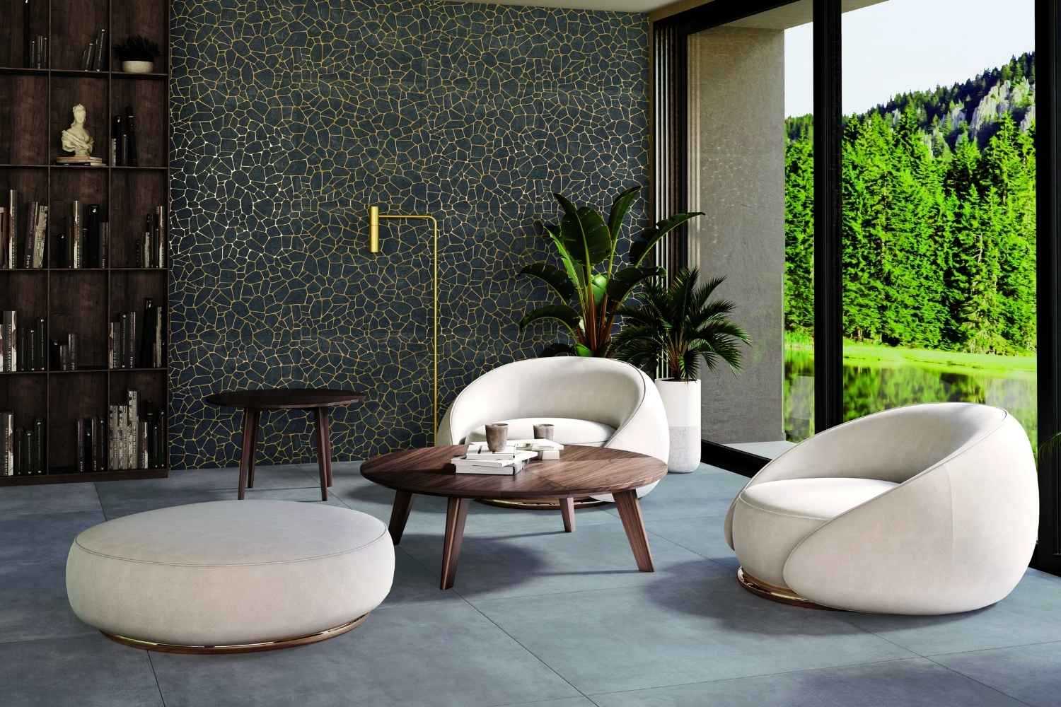 Dekorfliese in Schildkrötenoptik blau 60x120 cm "Fantasy Berlin Blue" Feinsteinzeug rektifiziert