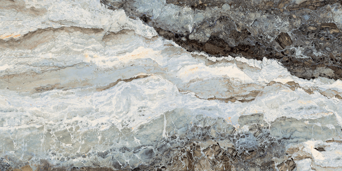 Fliese Marmoroptik blau schwarz marmoriert 60x120 cm glänzend "Mystic Ocean poliert"