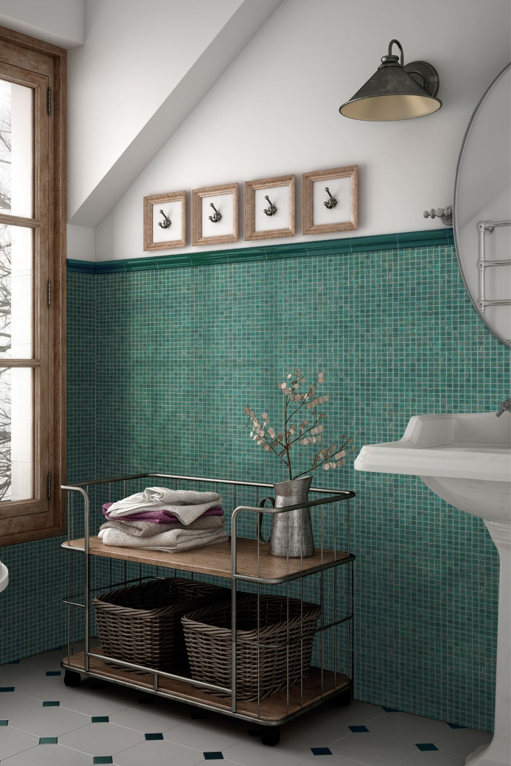 Mosaikfliesen Glas türkis mit Goldschimmer 30,5x30,5 cm glänzend netzverklebt