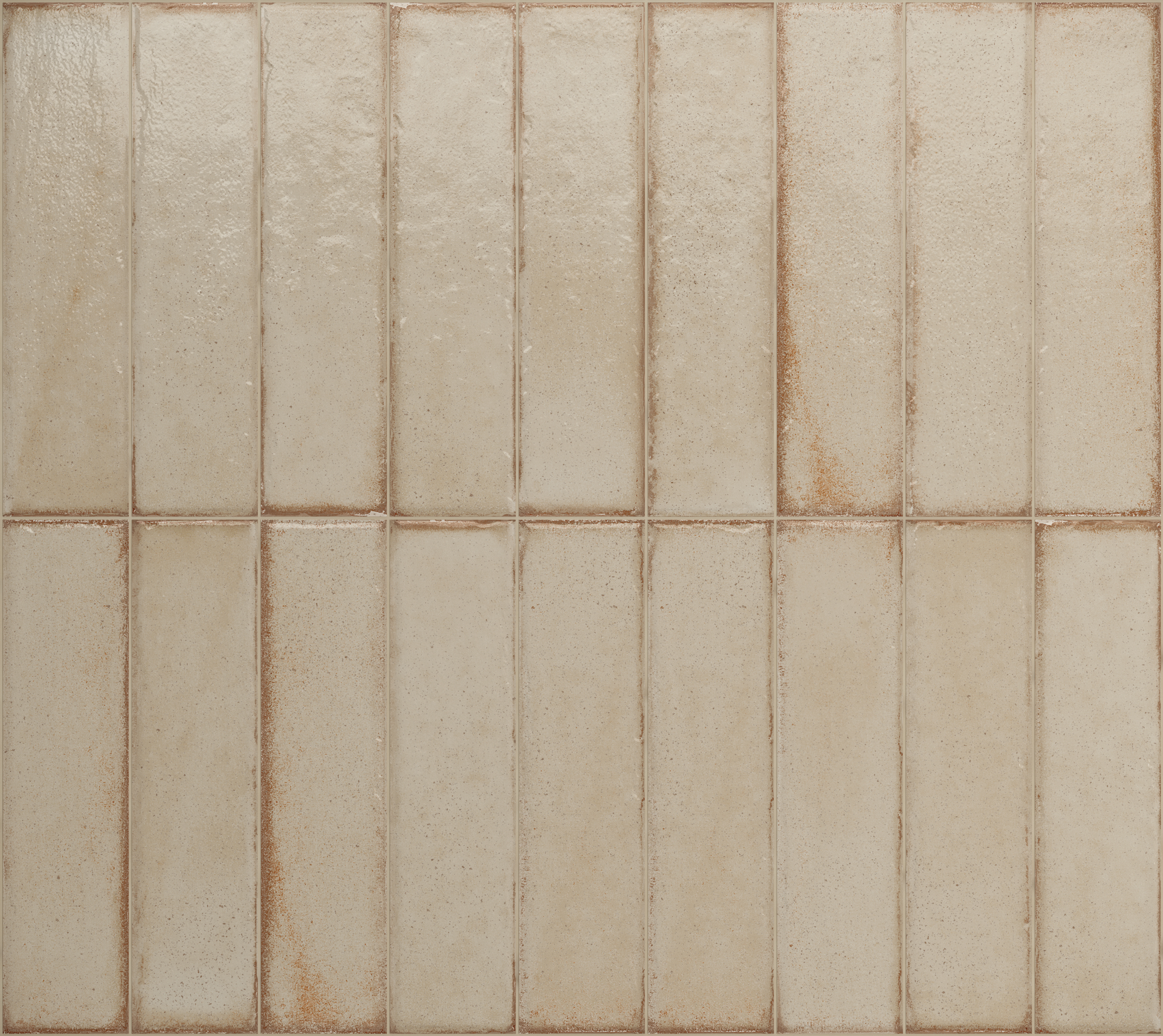 Fliese unregelmäßige Oberfläche 5x20 cm "Tetris Creme" helles Beige glänzend