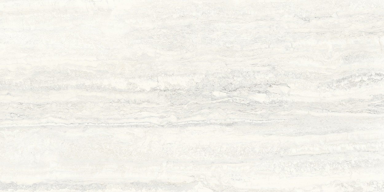 Fliese raffinierte Travertin-Steinoptik creme-weiß matt 60x120 cm "Invictus White" rektifiziert