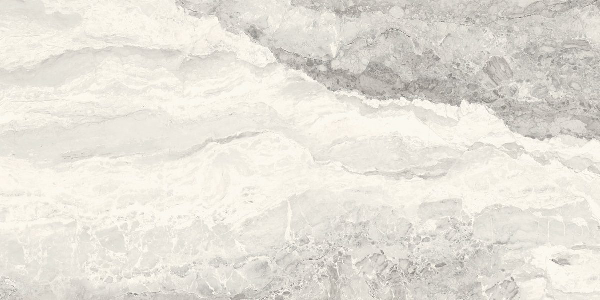 Fliese Marmoroptik grau marmoriert 60x120 cm glänzend "Mystic Pearl poliert"