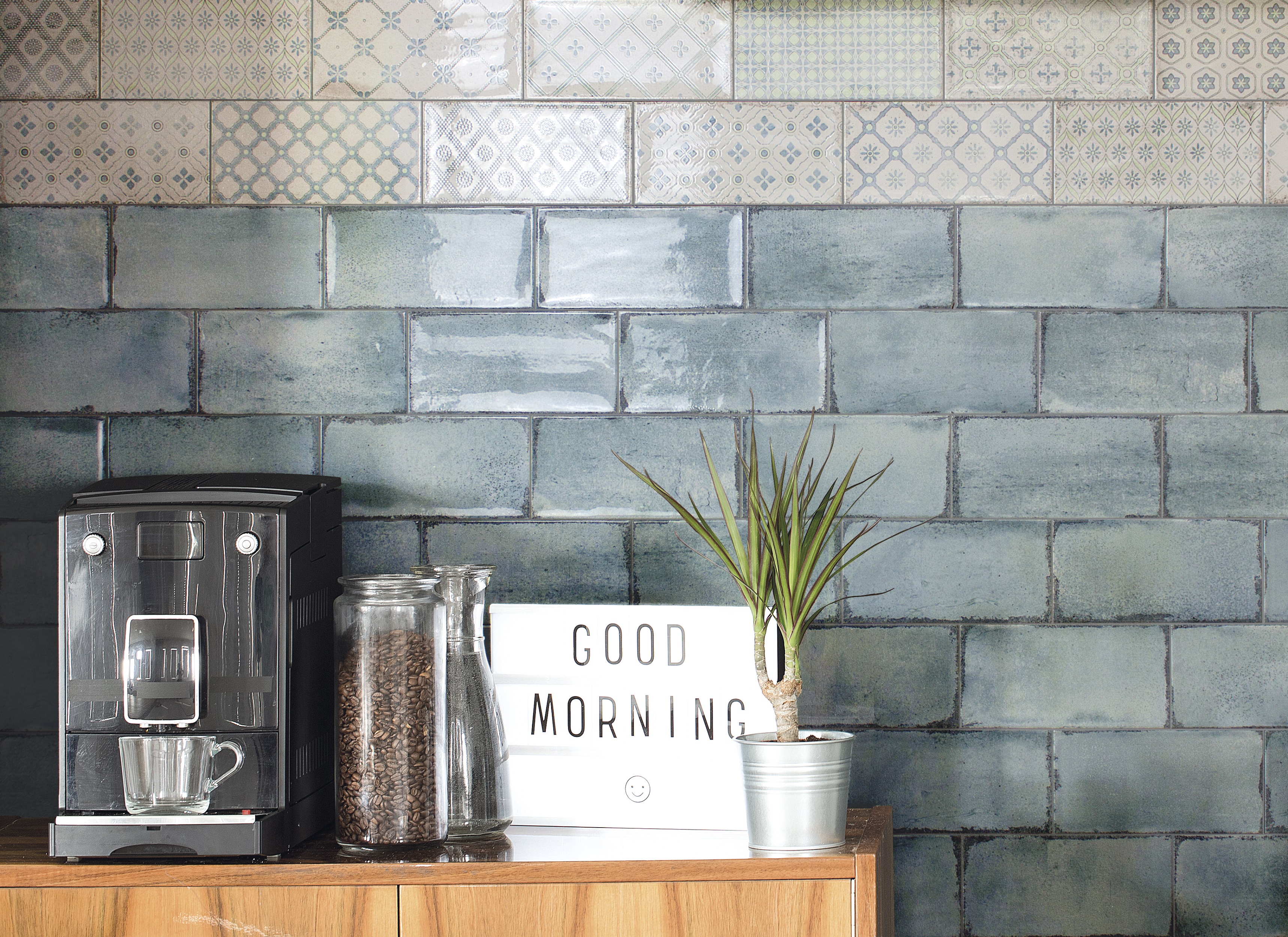 Dekorfliese Mix mediterran Retro Vintage beige glänzend Vita Natura Decor Mix Fabresa