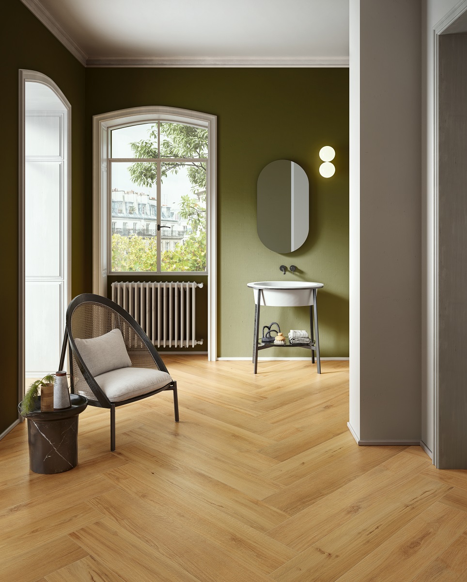 Fliese Holzoptik Fischgrät Herringbone junge Eiche I Roveri Rovere Naturale