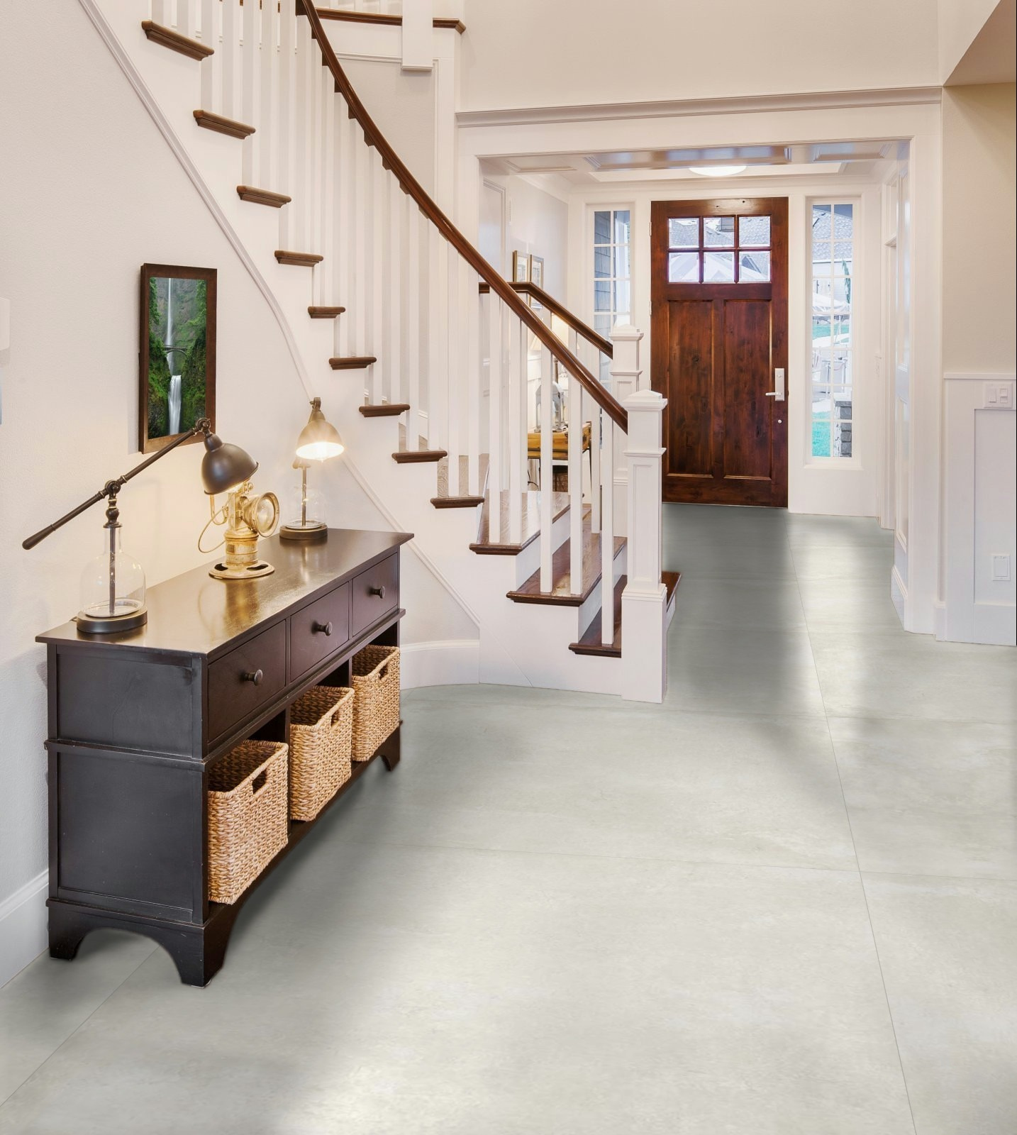 Fliese Betonoptik Ground Arena Zementoptik creme weiß-beige Bodenfliesen im Flur