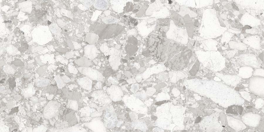 Terrassenplatte Terrazzo-Steinoptik hellgrau 60x120 cm "Venistone Pearl" rektifiziert 2 cm