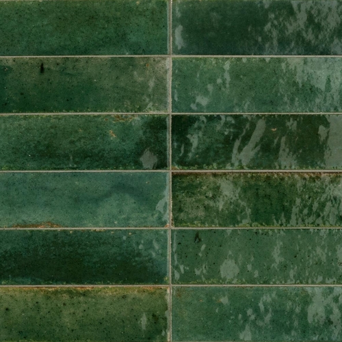 Fliese unregelmäßige Oberfläche 6x24 cm "Lume Green" grün glänzend Marazzi