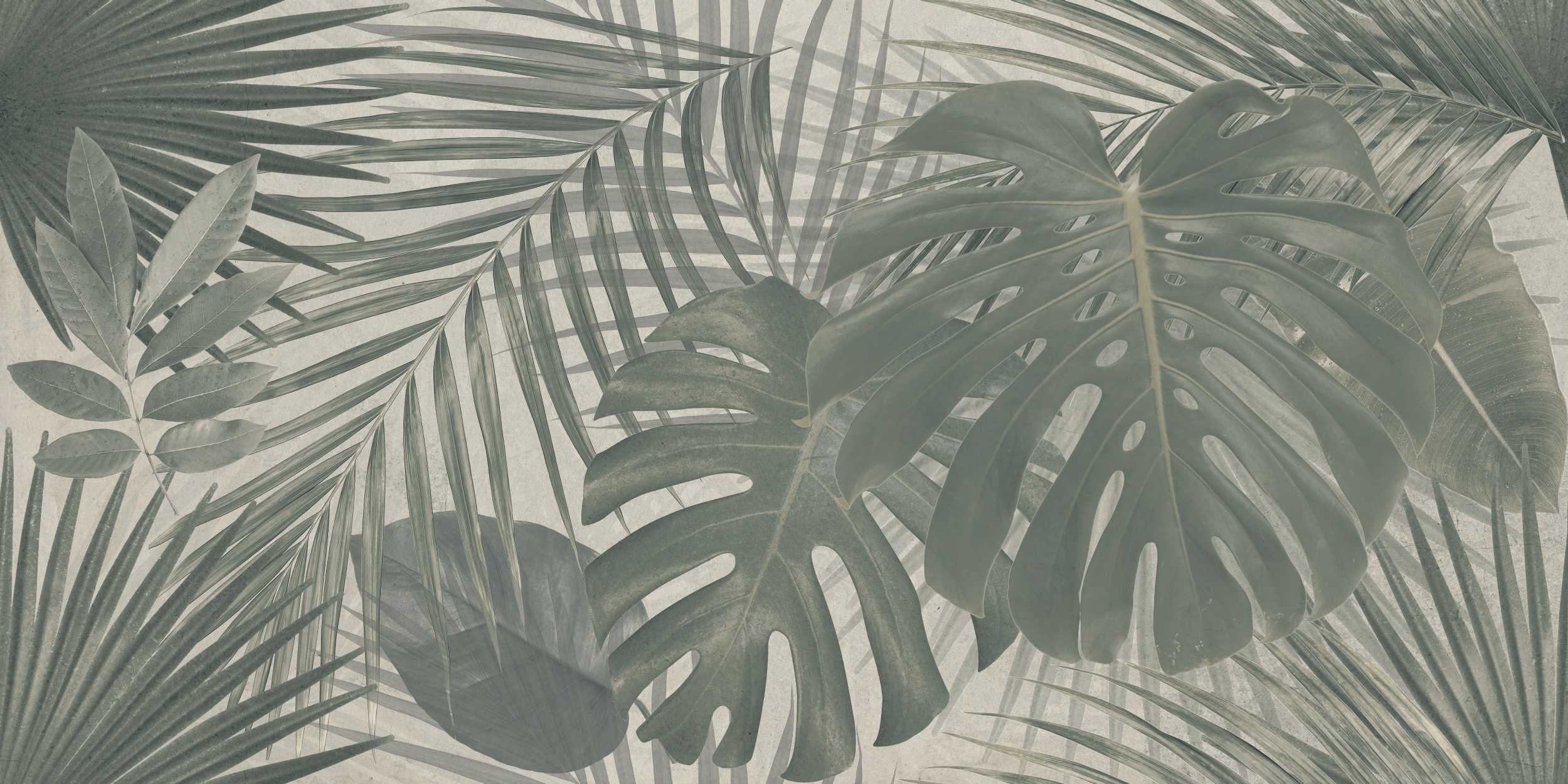 Fliese Pflanzendekor Wandbild Monstera Palmen Wandfliese Jungle 60x120 cm