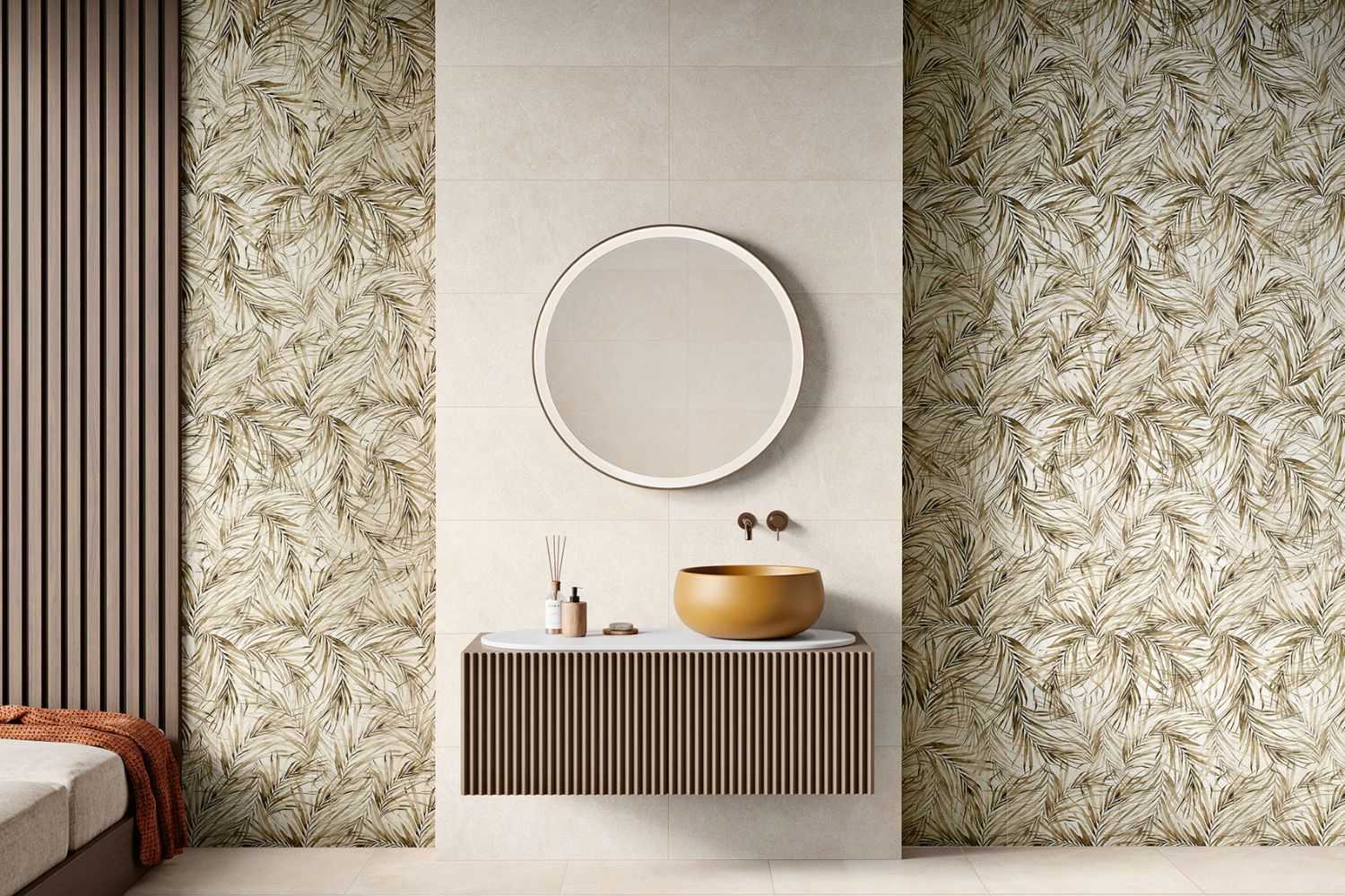 Wandfliese Steinoptik hellbeige Sense White 35x100cm