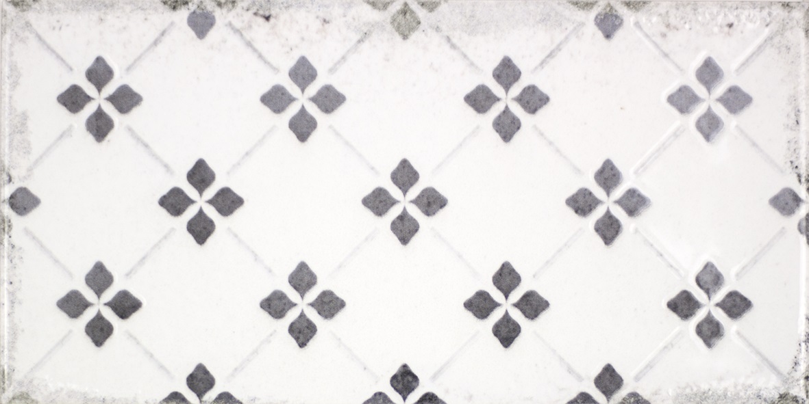 Dekorfliese Mix mediterran Retro Vintage grau glänzend Vita Nebbia Decor Mix Fabresa