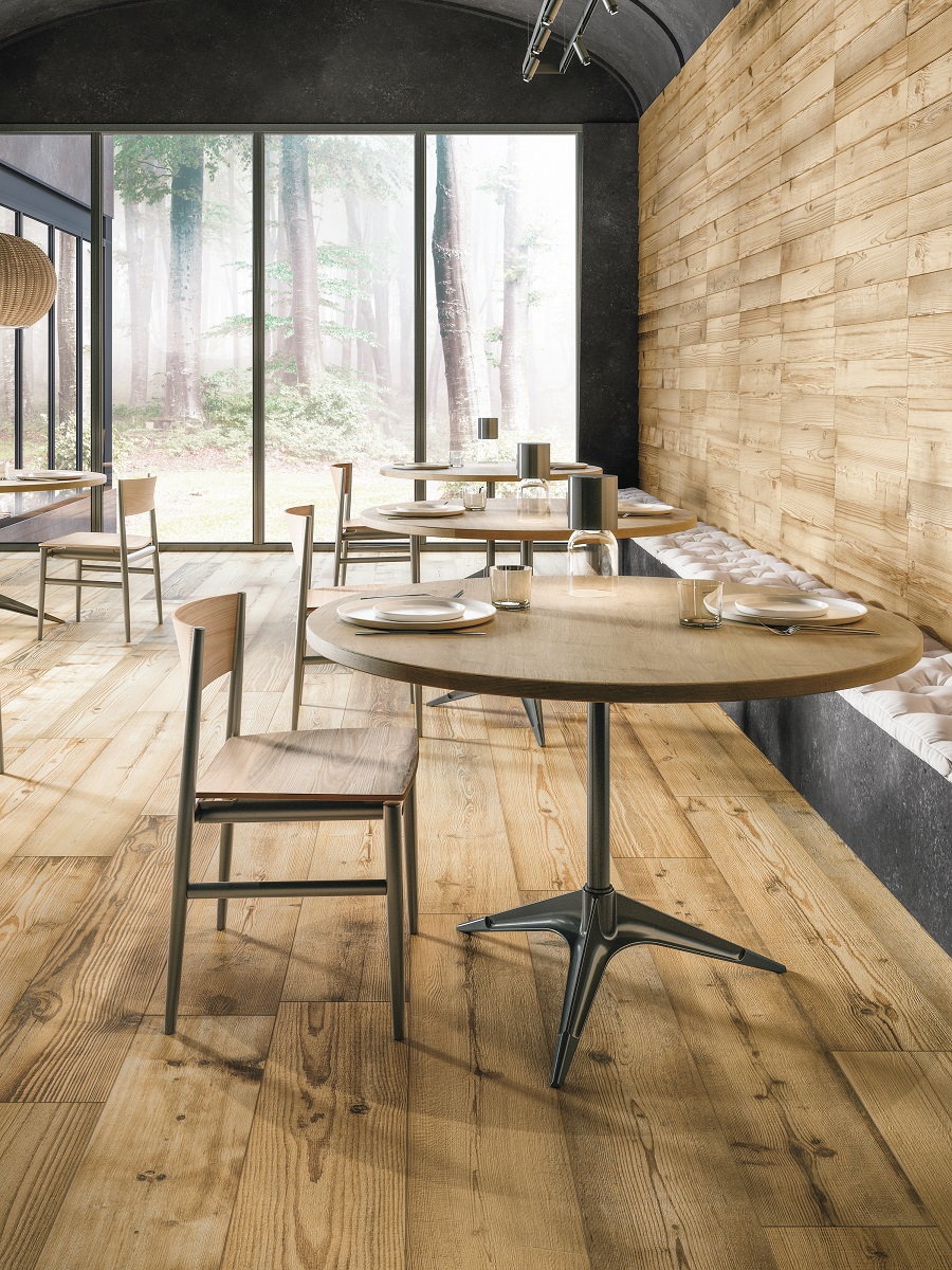 Fliese Holzoptik rustikal gold 25x150 cm "Cortina Honey" rektifiziert