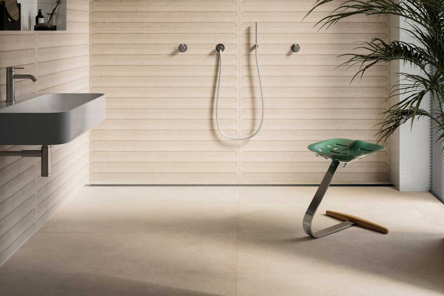 Fliese Natursteinoptik hellbeige"Duo Back Desert" Steinoptik rektifiziert