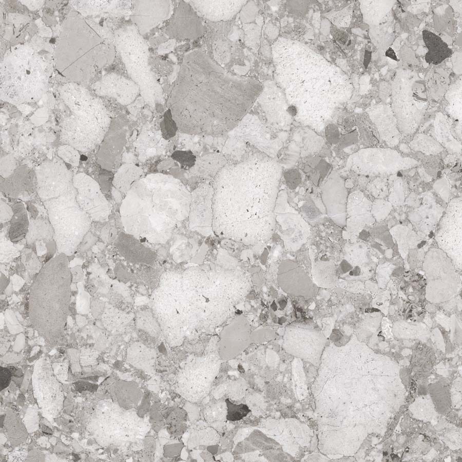 Fliese Terrazzo-Steinoptik grau matt 60x60 cm "Venistone Grey" rektifiziert