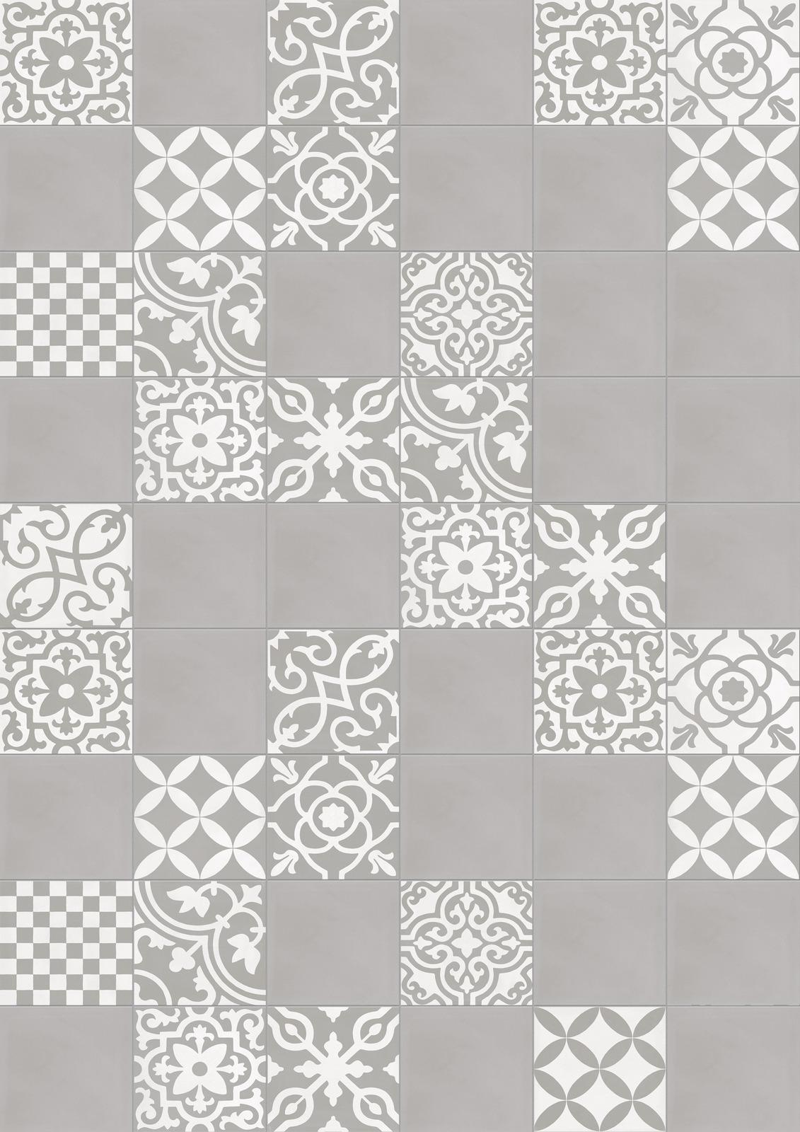 Fliese Patchwork Dekor Zementoptik grau Contrasti Grigio Decoro Mix Ragno by Marazzi