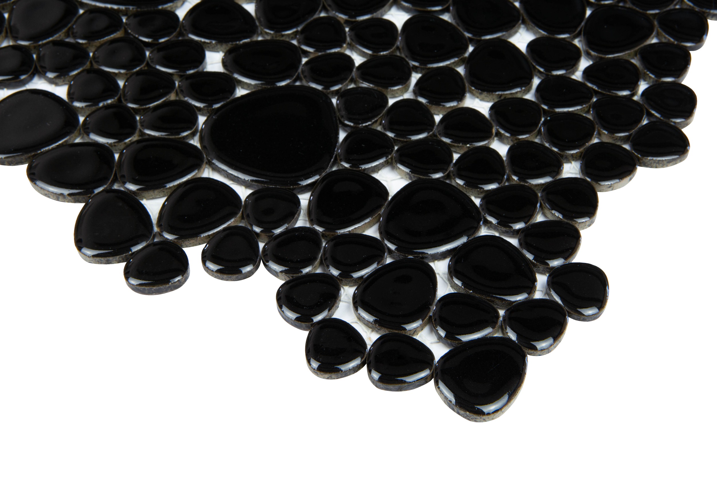 Mosaikfliesen Kiesel schwarz Pebbles Kiesel-Steine Mosaike Mosaiksteine Fliesen