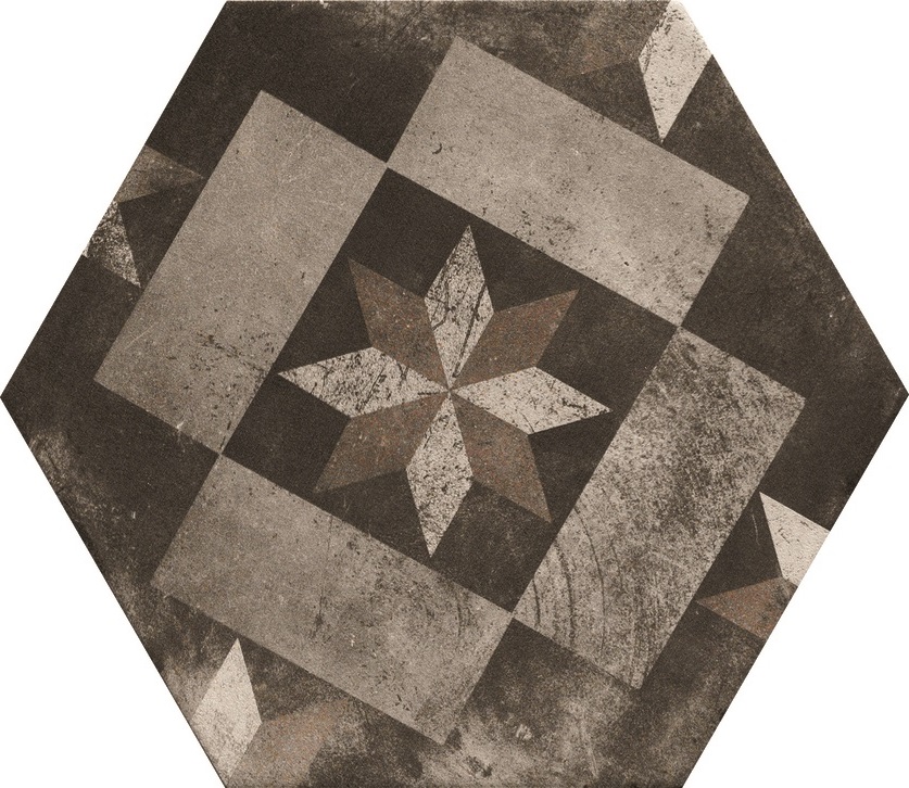 Hexagon Fliese Retro-Dekor Vintage 24x27,7 cm "Miami Mix" Sechseck rustikal CIR | 27 zufällige Dekore