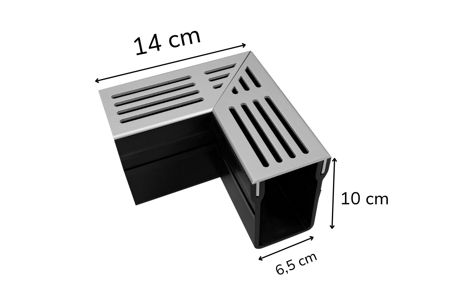 Eckstück für Entwässerungssystem U-Drain Pro silber eloxiert