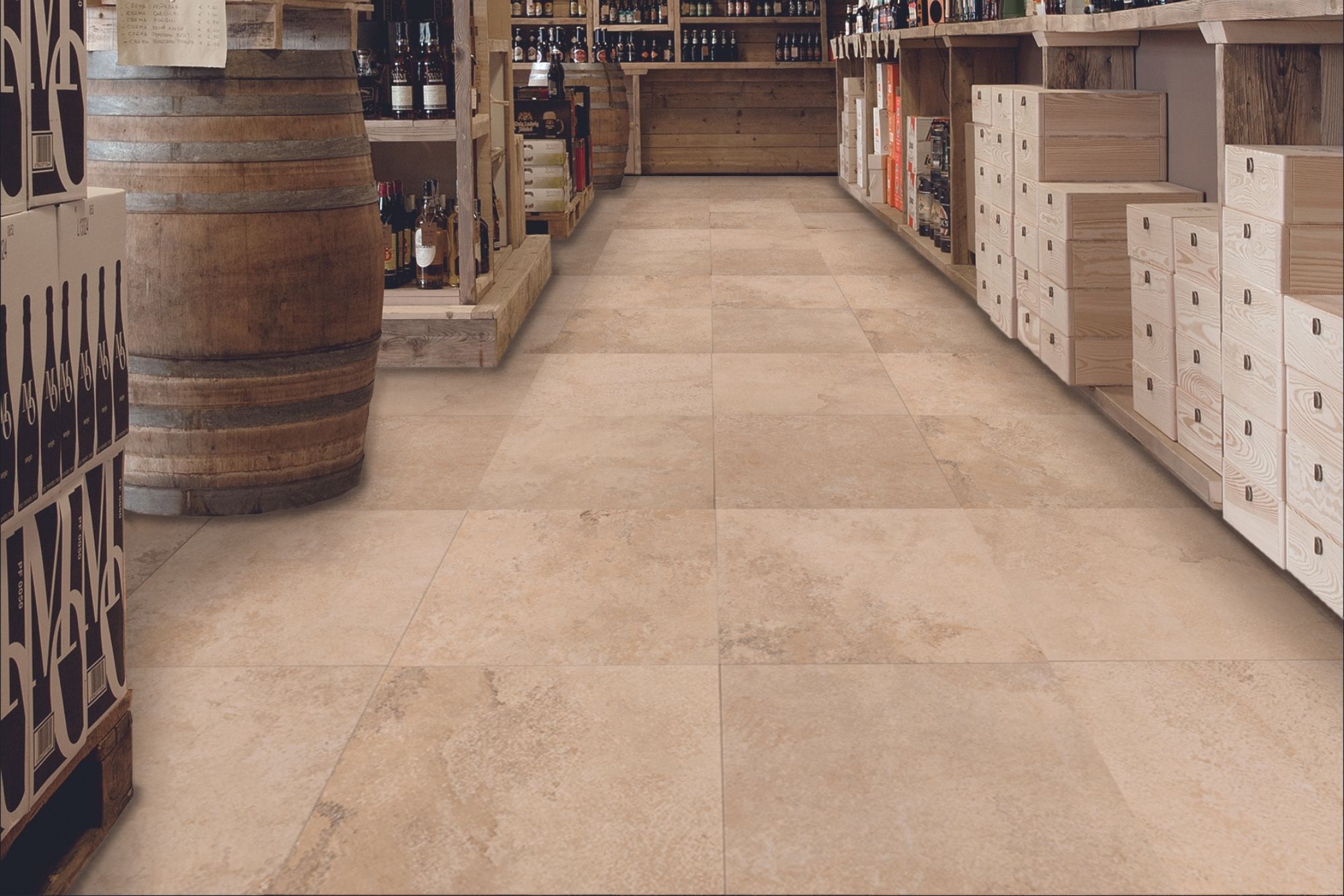 Fliese Solnhofener-Naturstein-Optik Feinsteinzeug beige matt 61x61cm Pietra Bavarese