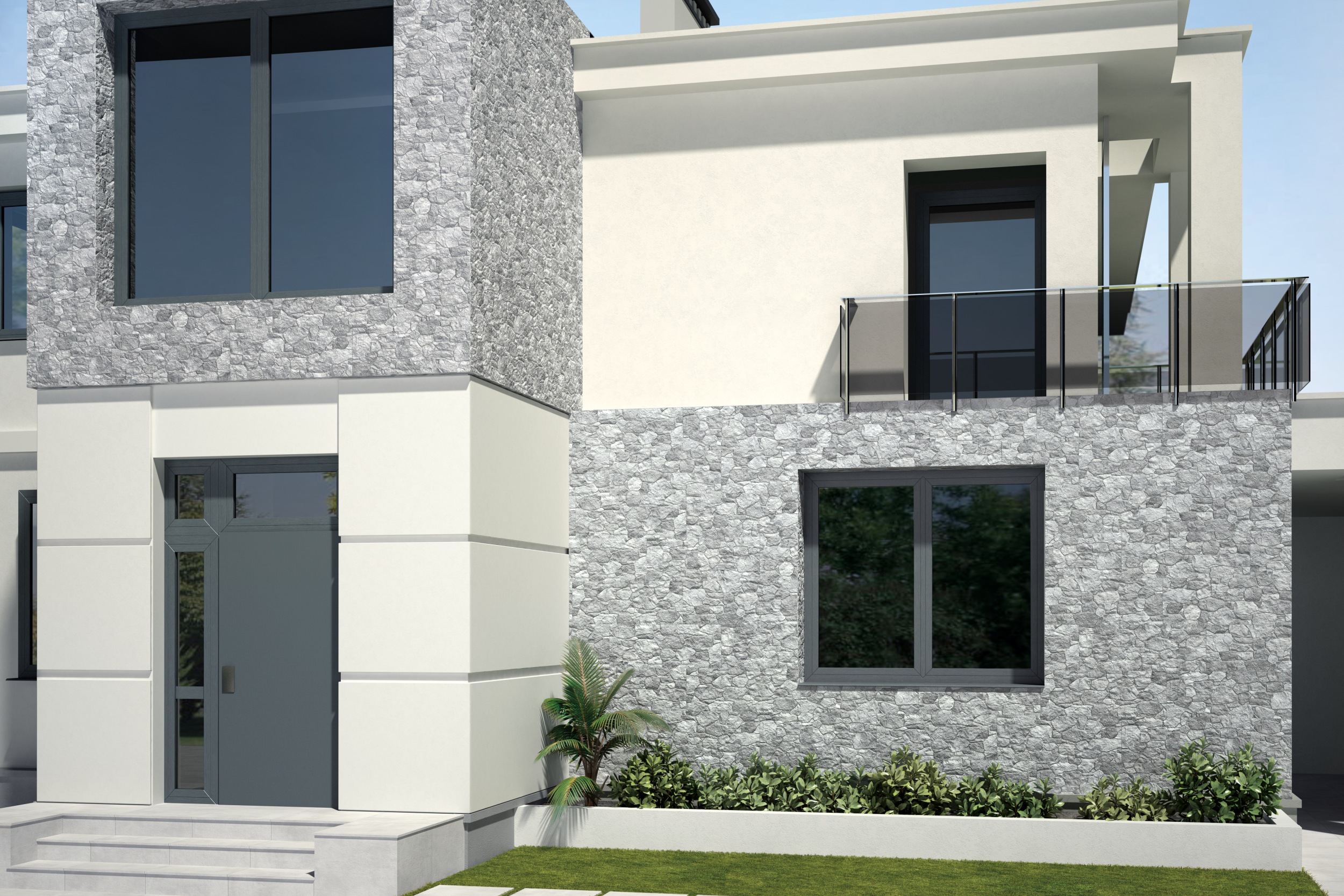 Verblender Fliese Bruchsteinoptik Terranova Gris 32x89 cm Wandverkleidung Steinoptik für Fassade Hauswand