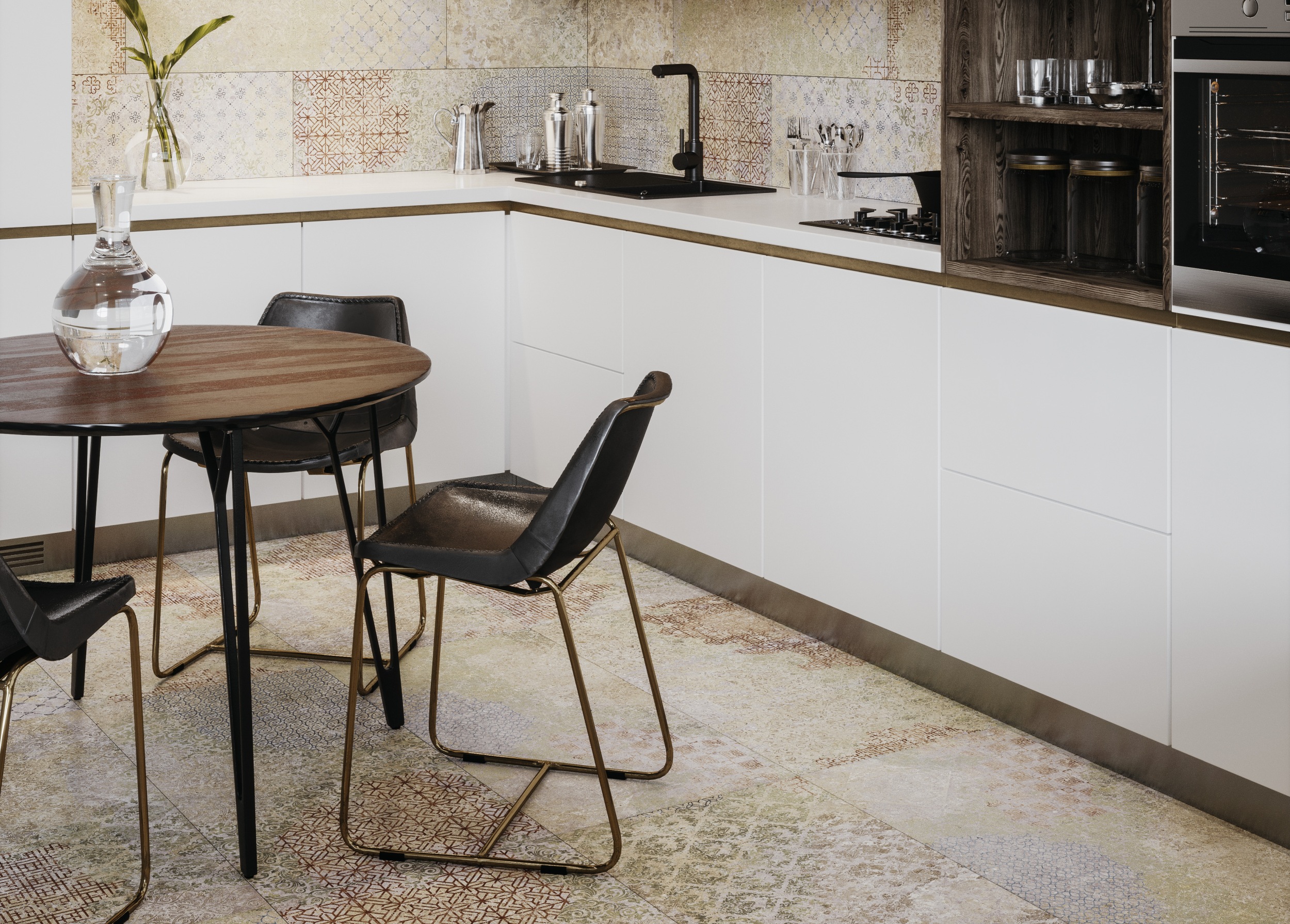 Aparici Fliese Teppichoptik Vintageoptik Bohemian Blend Bodenfliesen Wandfliese bunt mehrfarbig Ambiente Küche