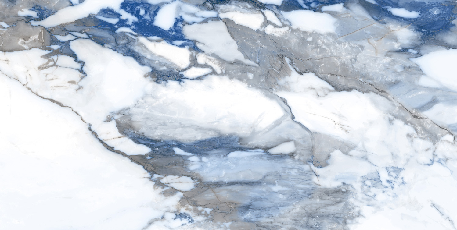 Fliese blau marmoriert Paonazzetto-Marmor-Optik poliert kalibriert Crash Blue