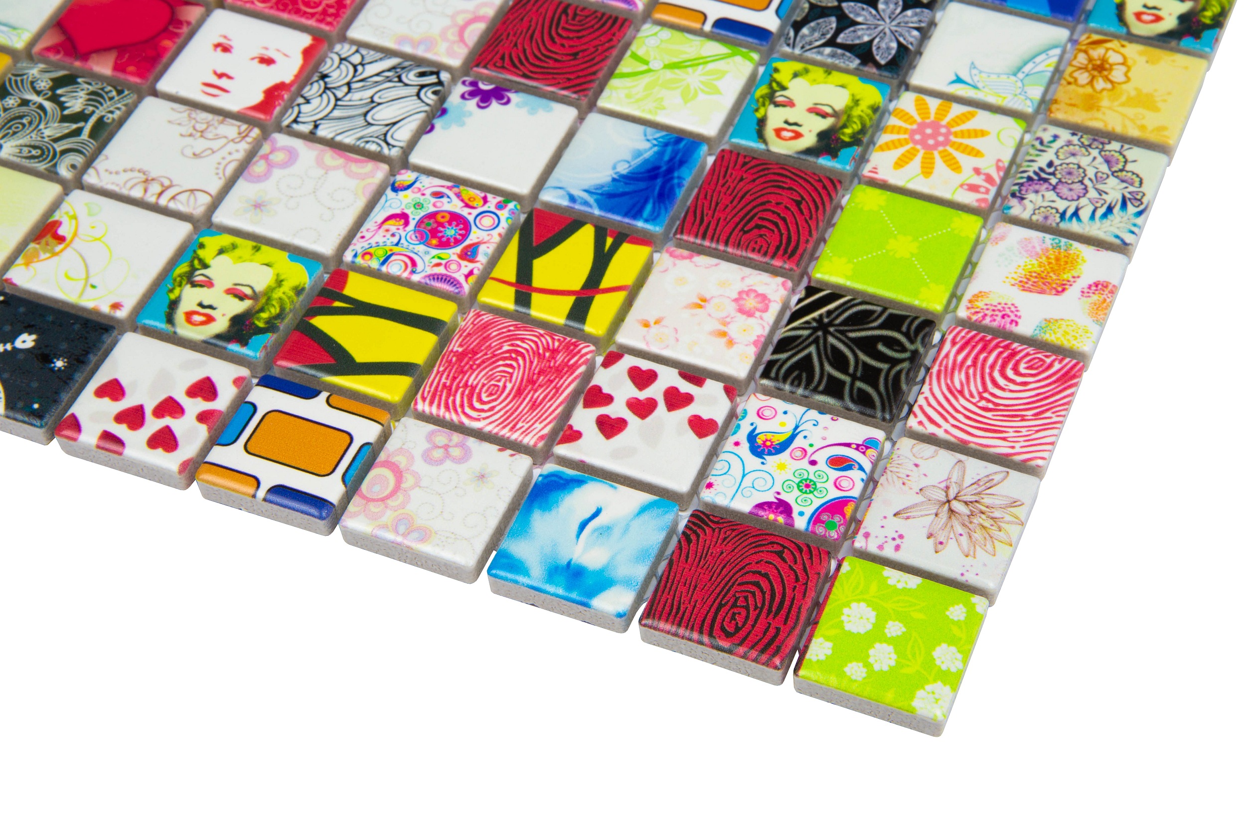 Mosaikfliesen Audrey Hepburn Marylin Monroe Mosaik Retro-Design Andy Warhol für Fliesenspiegel Küche oder Badezimmer