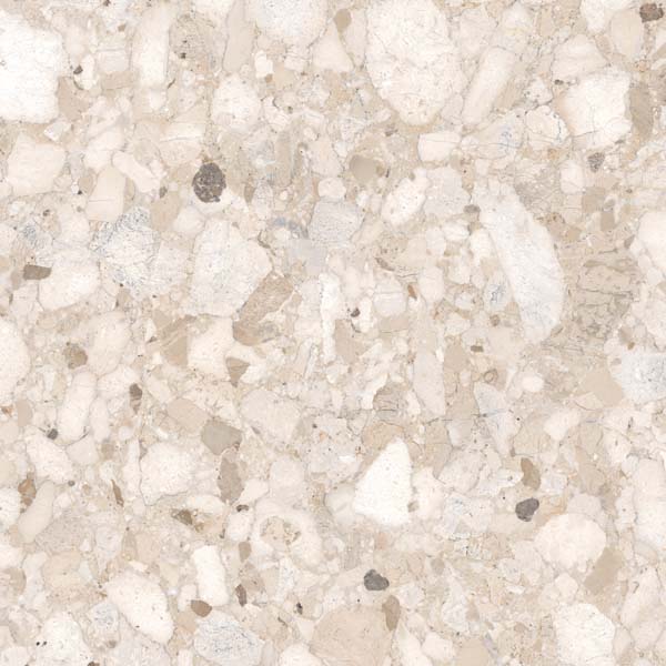 Fliese Terrazzo-Steinoptik beige matt 90x90 cm "Veni Beige" rektifiziert