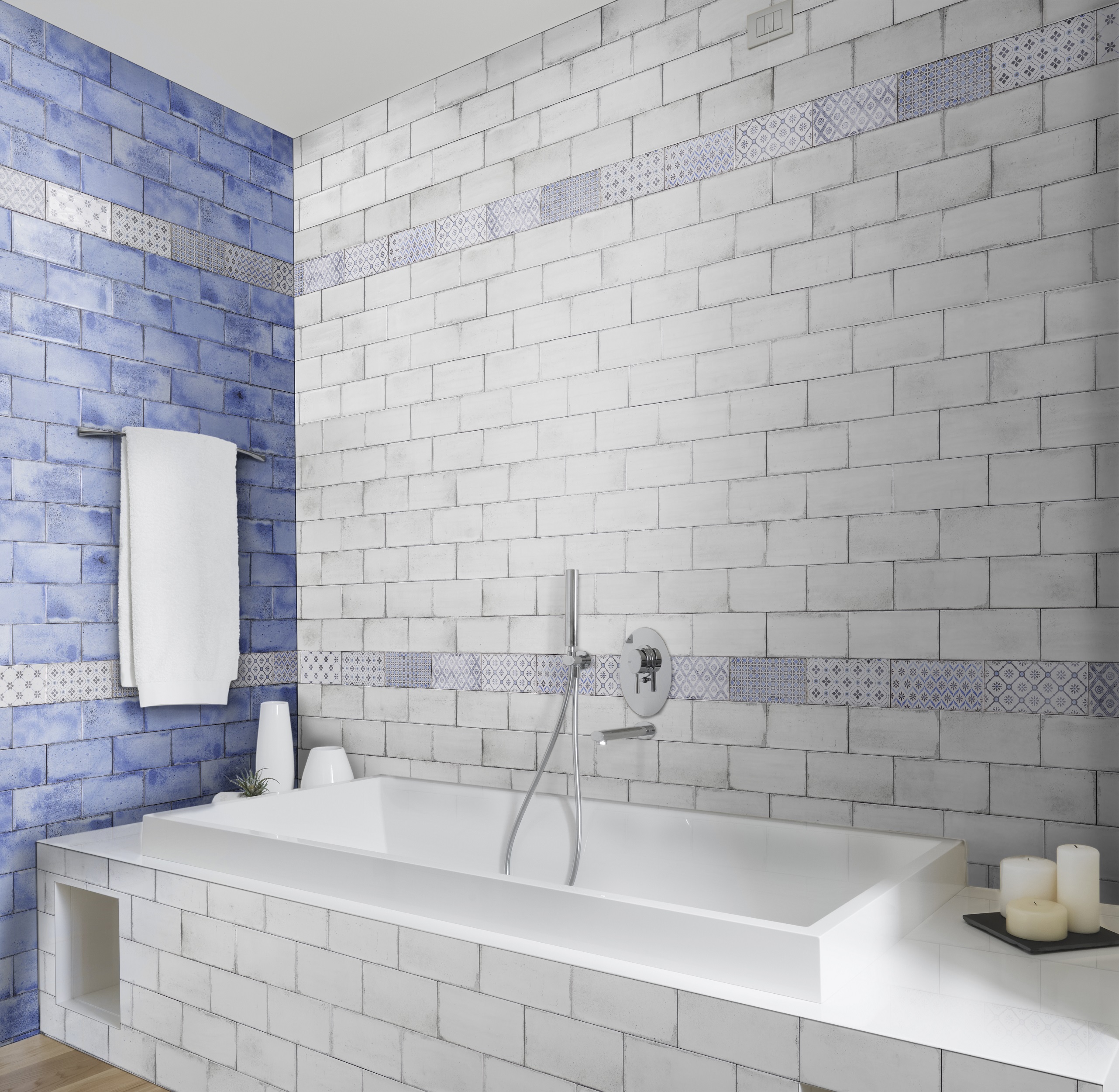 Wandfliese glasiert gewellt mediterran Retro Vintage weiß glänzend Vita Bianco Fabresa