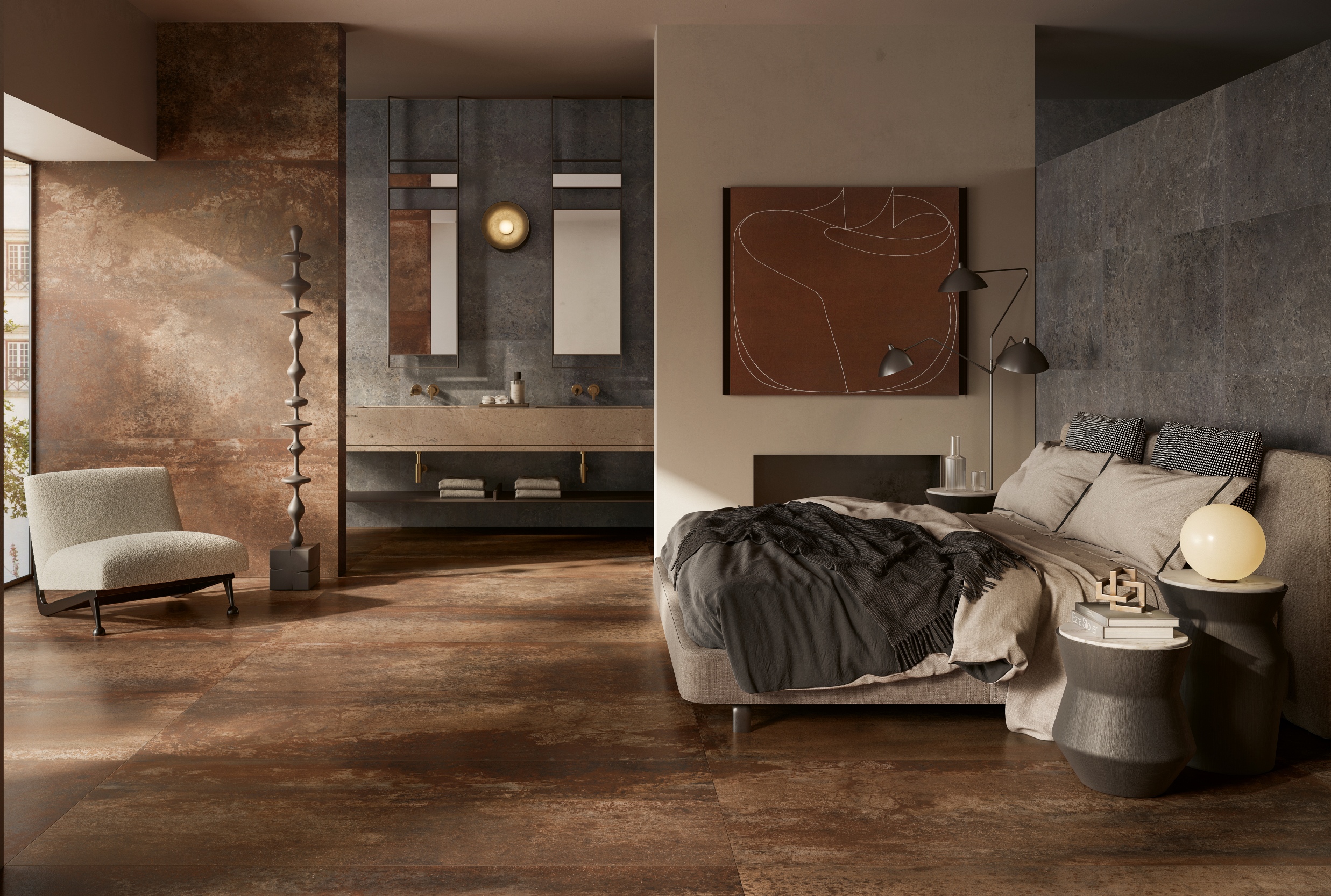 Fliese Metalloptik Serenissima Costruire Metallo Rame Bodenfliesen Wandfliesen rot-braun Kupfer Rost