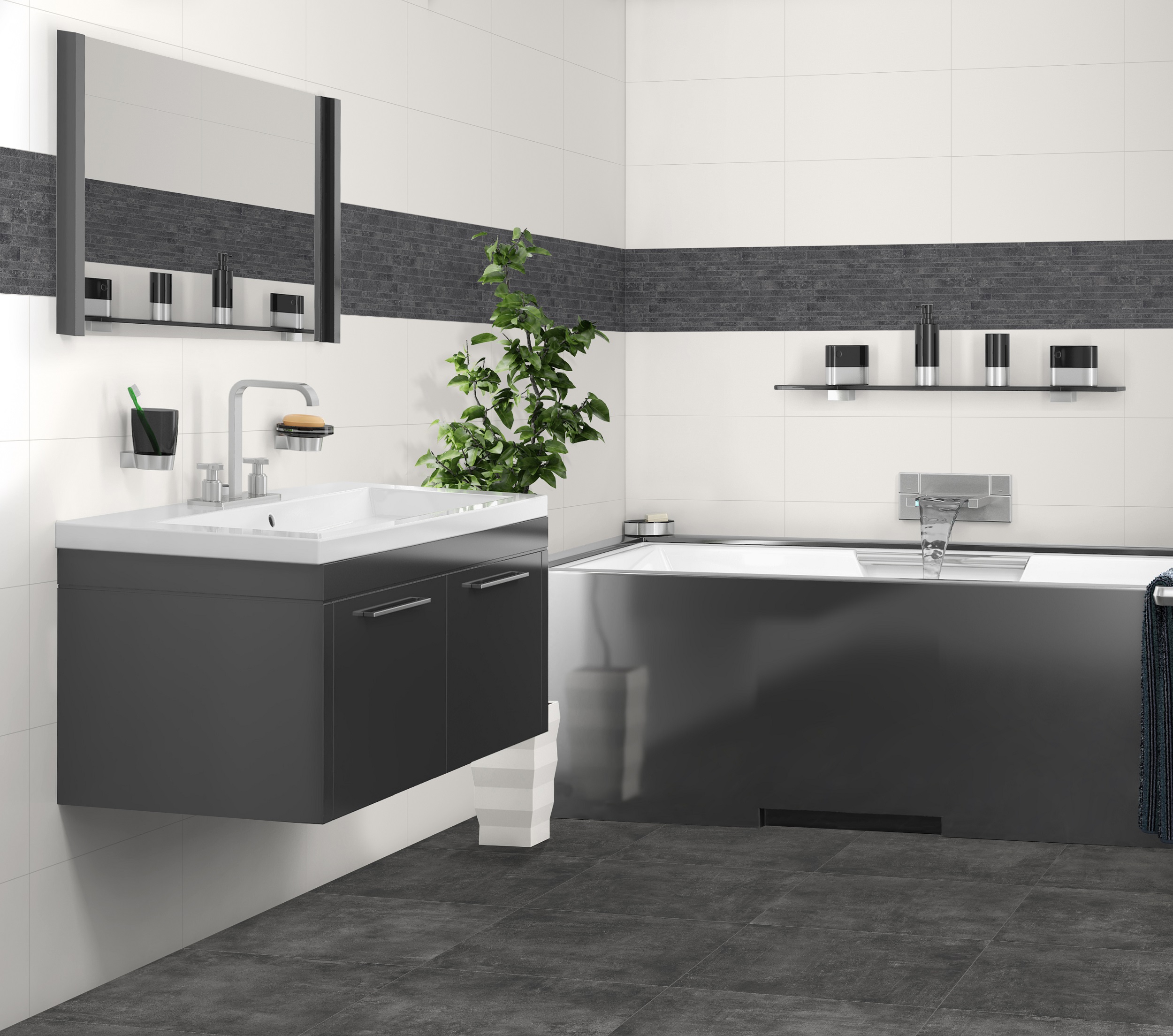 Fliese Betonoptik schwarz durchgefärbtes Feinsteinzeug kalibriert Patch Black Ragno by Marazzi