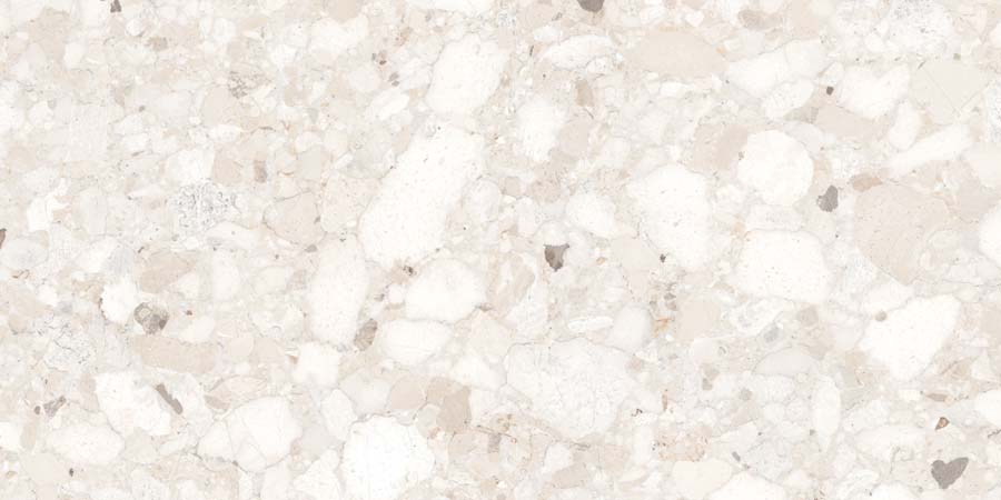 Terrassenplatte Terrazzo-Steinoptik creme 60x120 cm "Venistone Ivory" Feinsteinzeug 2 cm rektifiziert