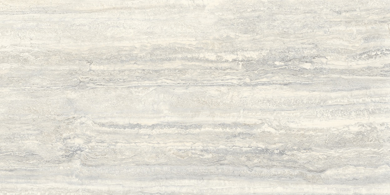 Fliese raffinierte Travertin-Steinoptik hellgrau matt 90x180 cm "Invictus Pearl" rektifiziert