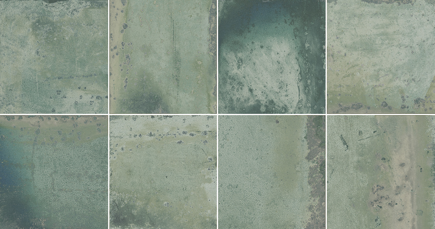 Wandfliese Vintage grün glänzend glasiert gewellt 30x60 cm "Provence Mint"