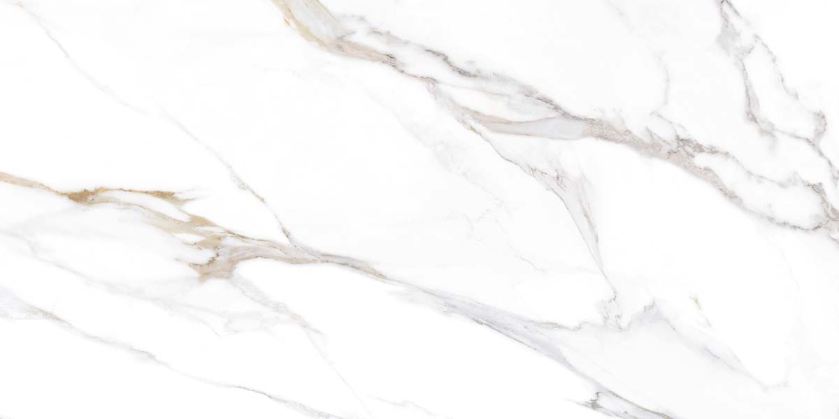 Fliese Marmoroptik weiß gold 60x120 cm marmoriert "Aurora Gold" matt rektifiziert