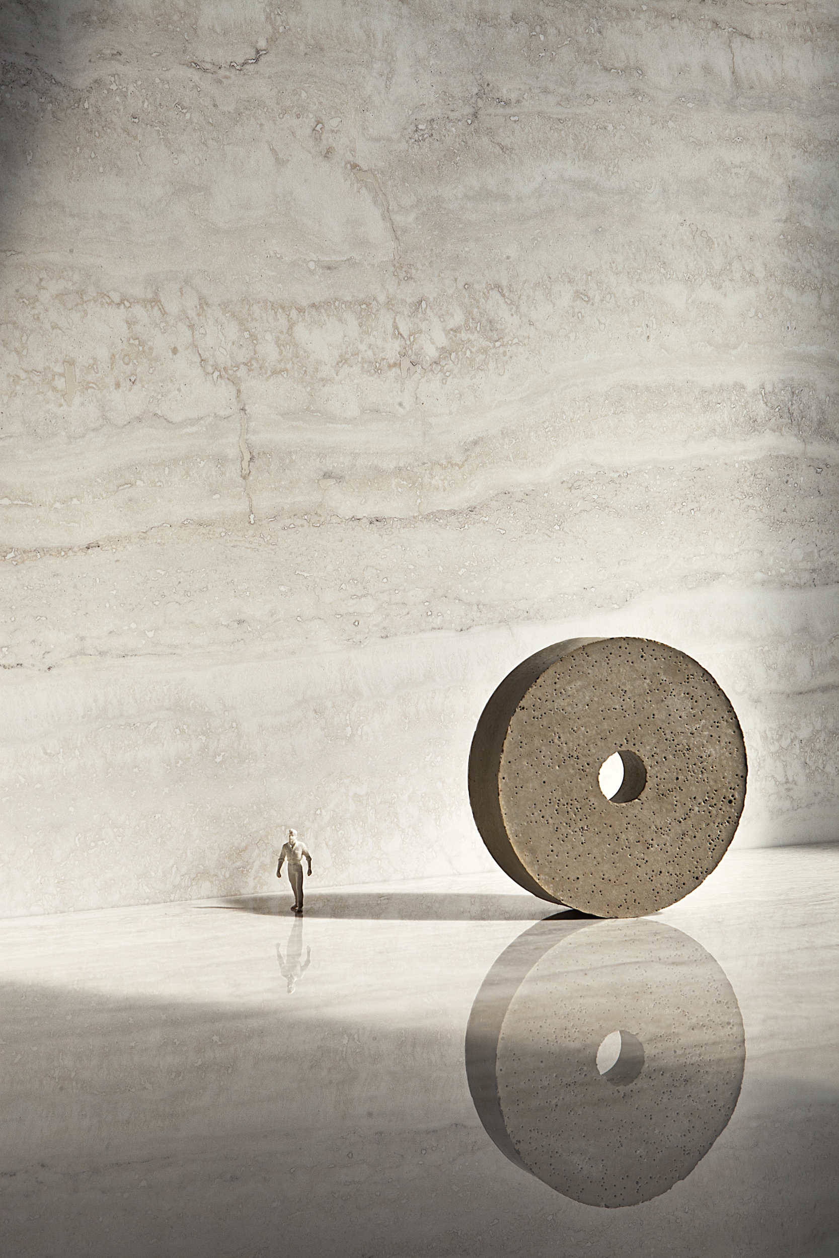 Fliese Travertin-Steinoptik Invictus Ivory Kristall creme glänzend Sant Agostino Ambiente Bodenfliesen