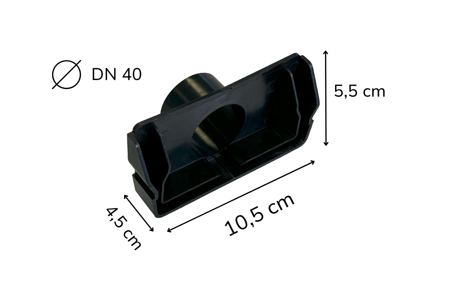 Ablaufkappe für breite Schiene des Entwässerungssystems U-Drain pro schwarz