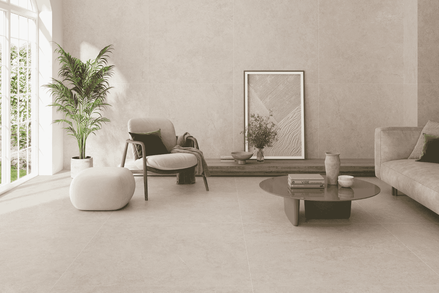 Fliese Steinoptik elfenbein beige poliert "Babilon Bone" Feinsteinzeug rektifiziert