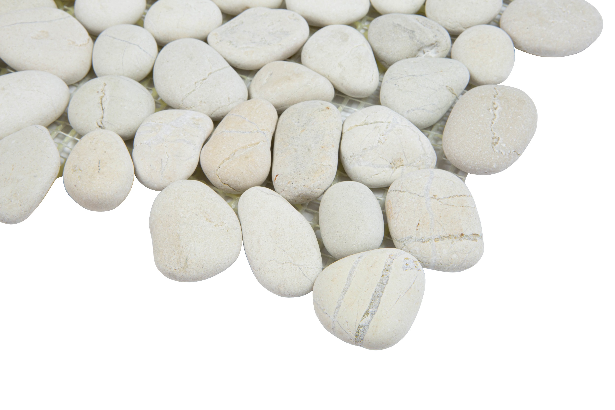 Mosaik Kiesel Flusskiesel Steine echter Stein Naturstein Küche Mosaikfliesen weiß